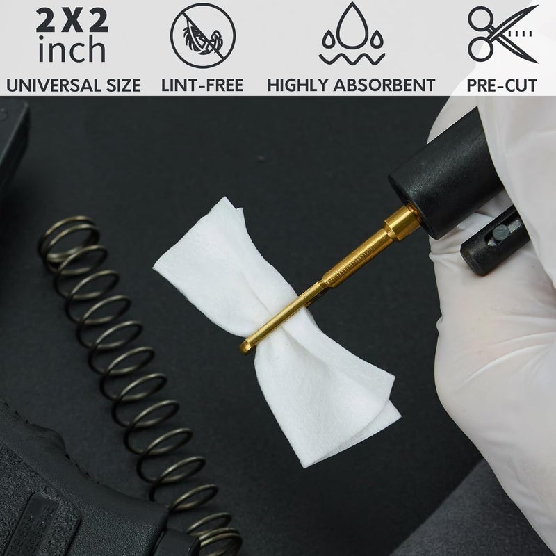 PINGMIC 1800/900PCS Gun Cleaning Patches - Absorbent Lint Free Wipes, 2'' Square Patches for Firearms 9mm .22 .30-.45Cal, Professional Cleaning Supplies - Image 3
